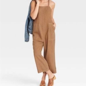 Universal thread linen jumpsuit sz M brown/caramel